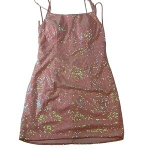 Unbranded‎ Pink Sequin Spaghetti Straps Mini Dress Womens Size 16